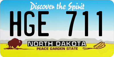 ND license plate HGE711