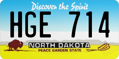 ND license plate HGE714