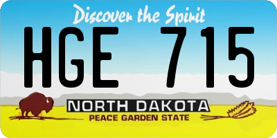 ND license plate HGE715