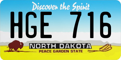 ND license plate HGE716