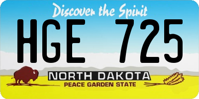 ND license plate HGE725