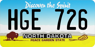 ND license plate HGE726