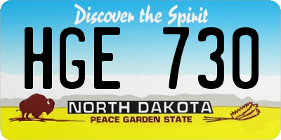 ND license plate HGE730