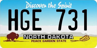 ND license plate HGE731