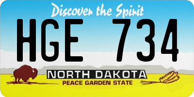 ND license plate HGE734
