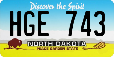 ND license plate HGE743