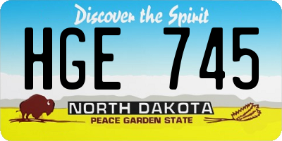 ND license plate HGE745