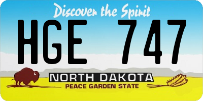 ND license plate HGE747