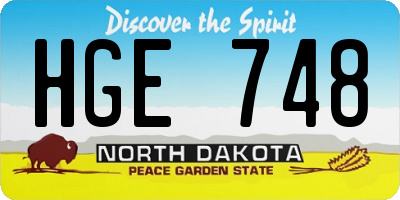 ND license plate HGE748