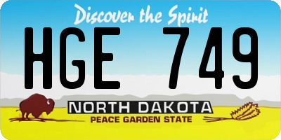 ND license plate HGE749