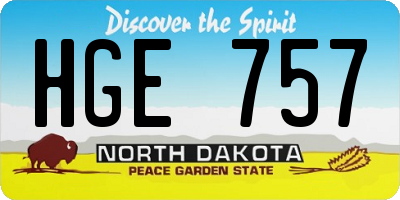 ND license plate HGE757