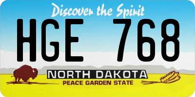 ND license plate HGE768