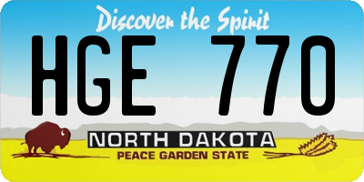 ND license plate HGE770