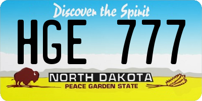 ND license plate HGE777