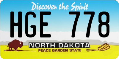 ND license plate HGE778