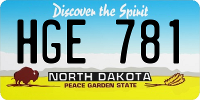 ND license plate HGE781