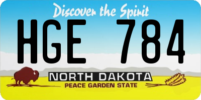 ND license plate HGE784