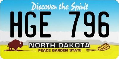 ND license plate HGE796