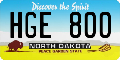 ND license plate HGE800