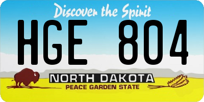 ND license plate HGE804