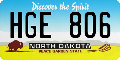 ND license plate HGE806