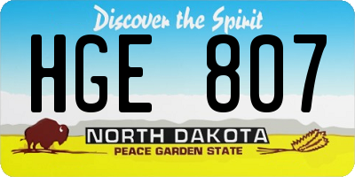 ND license plate HGE807