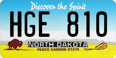 ND license plate HGE810