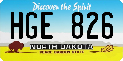 ND license plate HGE826