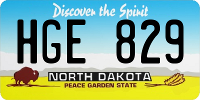 ND license plate HGE829