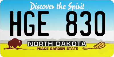 ND license plate HGE830