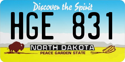 ND license plate HGE831