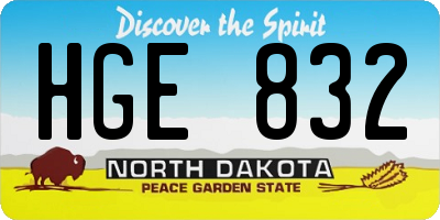 ND license plate HGE832