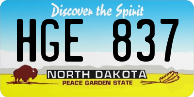 ND license plate HGE837