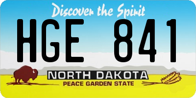 ND license plate HGE841