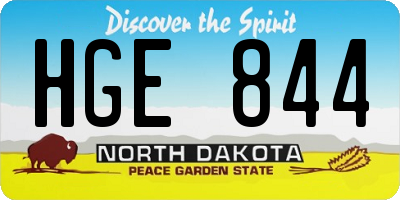 ND license plate HGE844