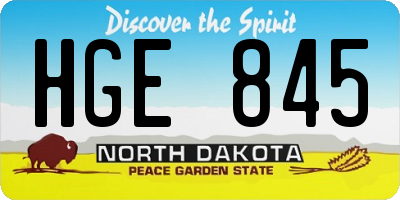 ND license plate HGE845