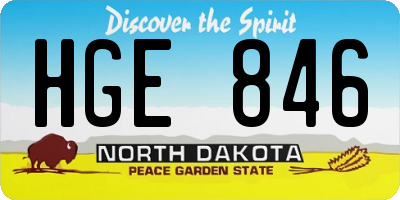 ND license plate HGE846
