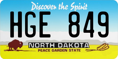 ND license plate HGE849