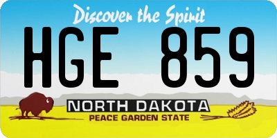 ND license plate HGE859