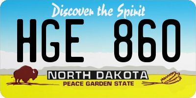 ND license plate HGE860