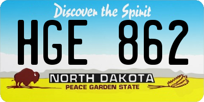 ND license plate HGE862