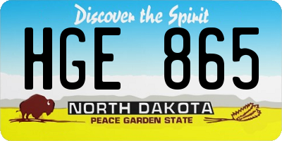 ND license plate HGE865