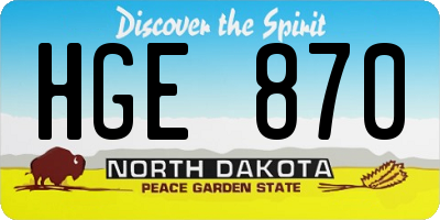 ND license plate HGE870
