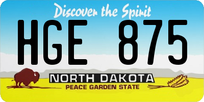 ND license plate HGE875