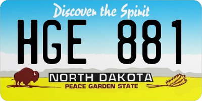 ND license plate HGE881