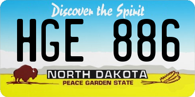 ND license plate HGE886