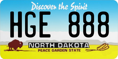 ND license plate HGE888