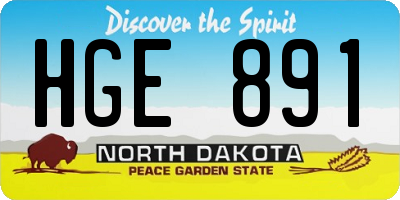 ND license plate HGE891