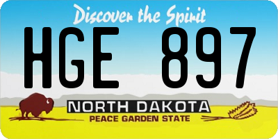 ND license plate HGE897