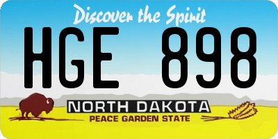 ND license plate HGE898